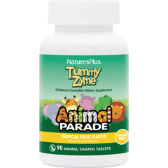 NTP139 | NaturesPlus Tummy Zyme Animal Parade bottle, tropical fruit chewable tablets, 90 animal-shaped sugar-free tablets