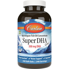 CSN272 | Carlson SuperDHA Norwegian Fish Oil Concentrate 500 mg DHA bottle, 240 soft gels