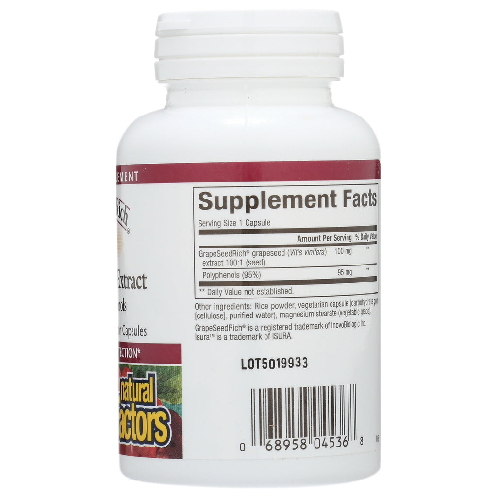 NFC043 | Back of white supplement bottle showing Supplement Facts panel, ingredients list, LOT5019933 and barcode - Thumbnail