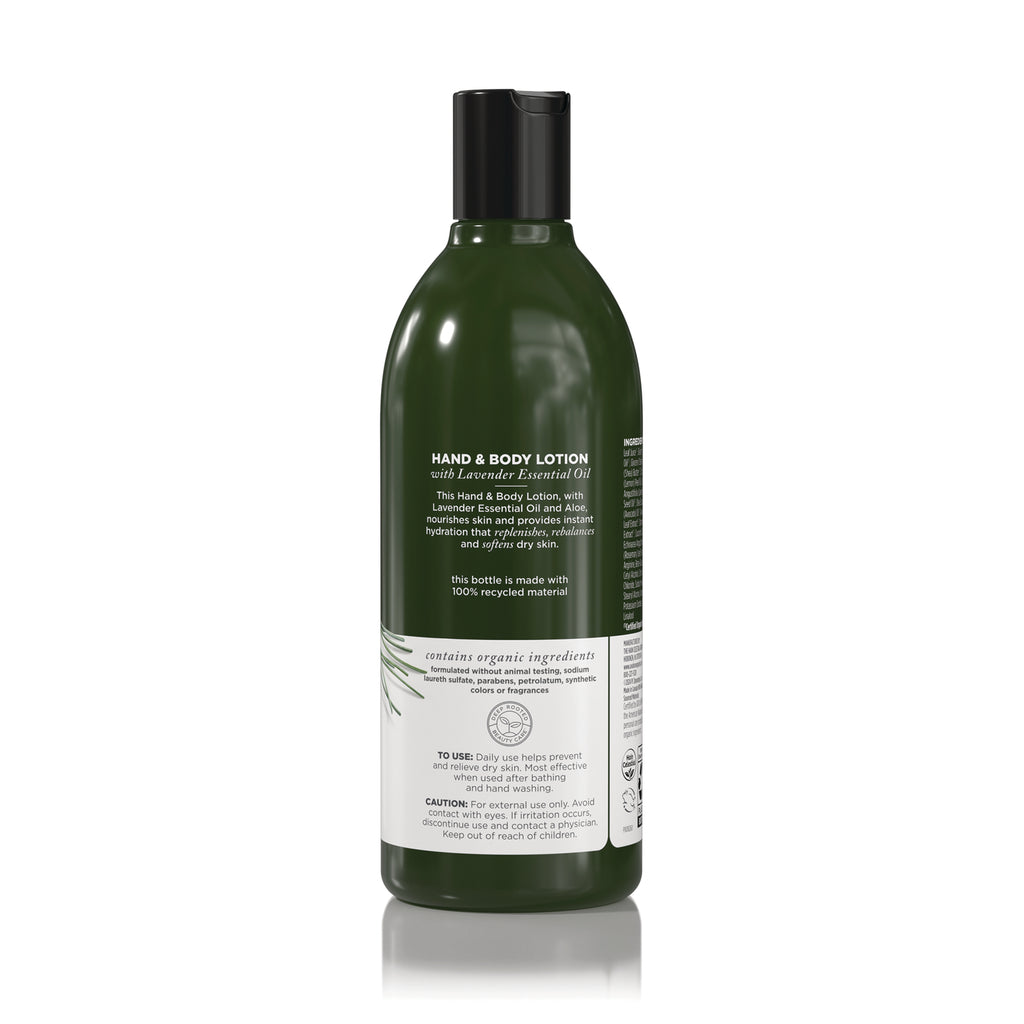 AVL003 | back label of green hand and body lotion bottle showing ingredients and usage directions - Thumbnail