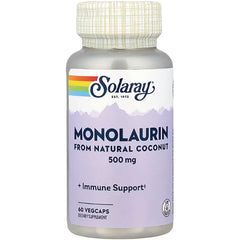 SLR381 | Solaray Monolaurin from Natural Coconut 500 mg, Immune Support, 60 VegCaps bottle front