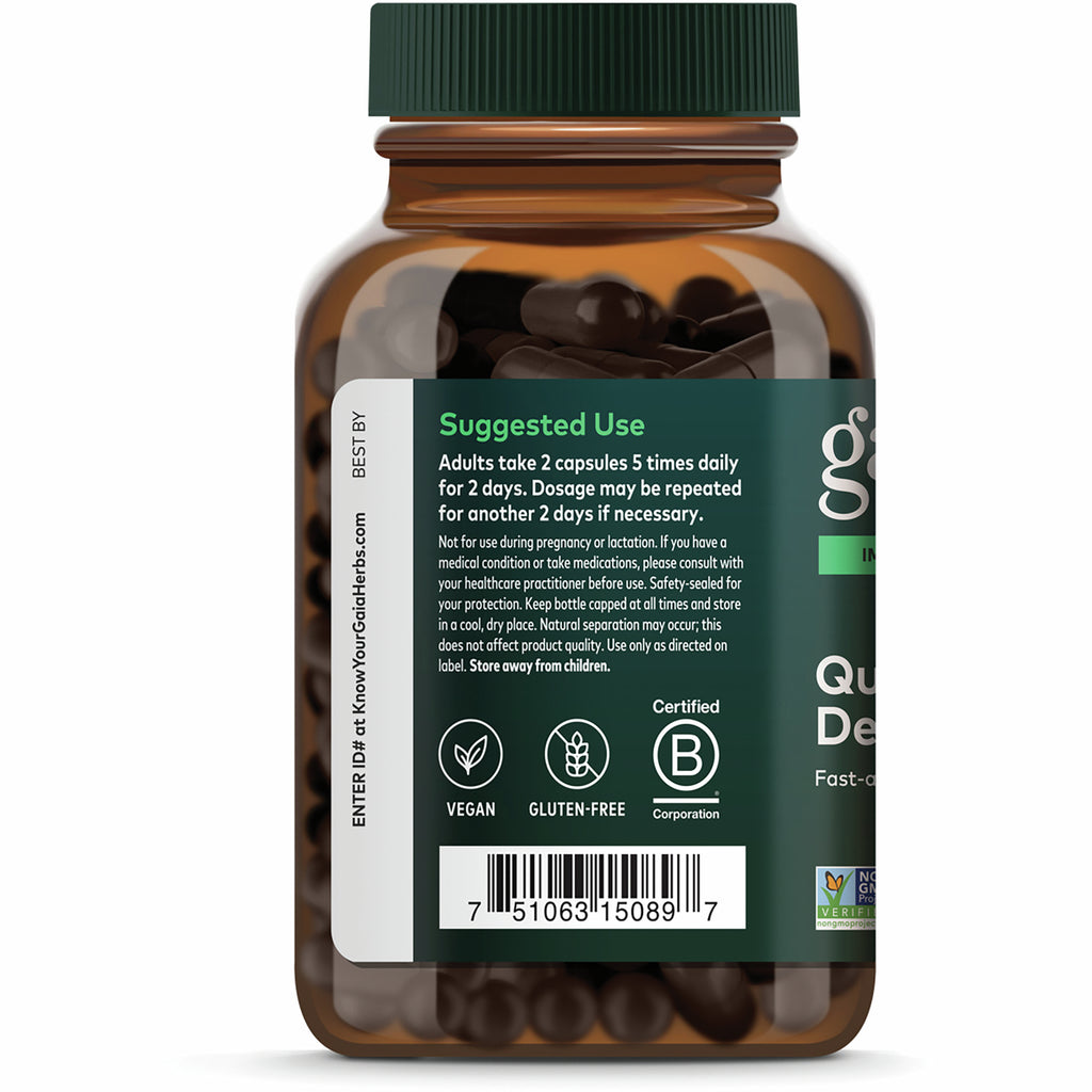 Bottle back label showing SUGGESTED USE instructions, barcode, social icons, and certification logo - Thumbnail