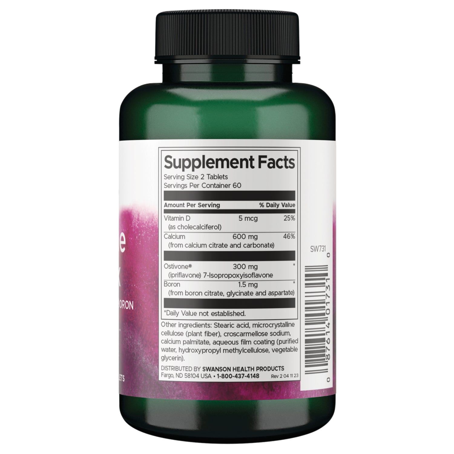 SW731 | Back label with Supplement Factss