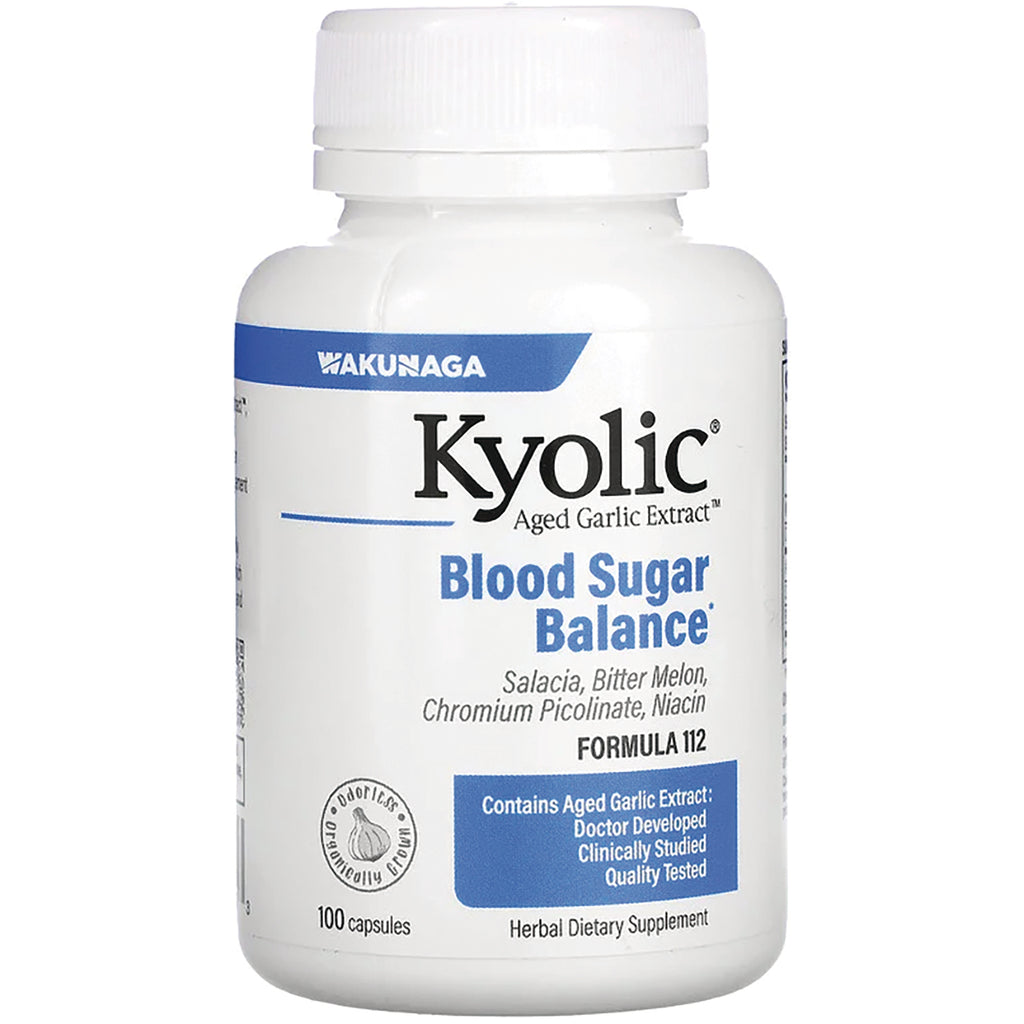 KY121 | Kyolic Blood Sugar Balance supplement bottle front, Formula 112, 100 capsules - Thumbnail