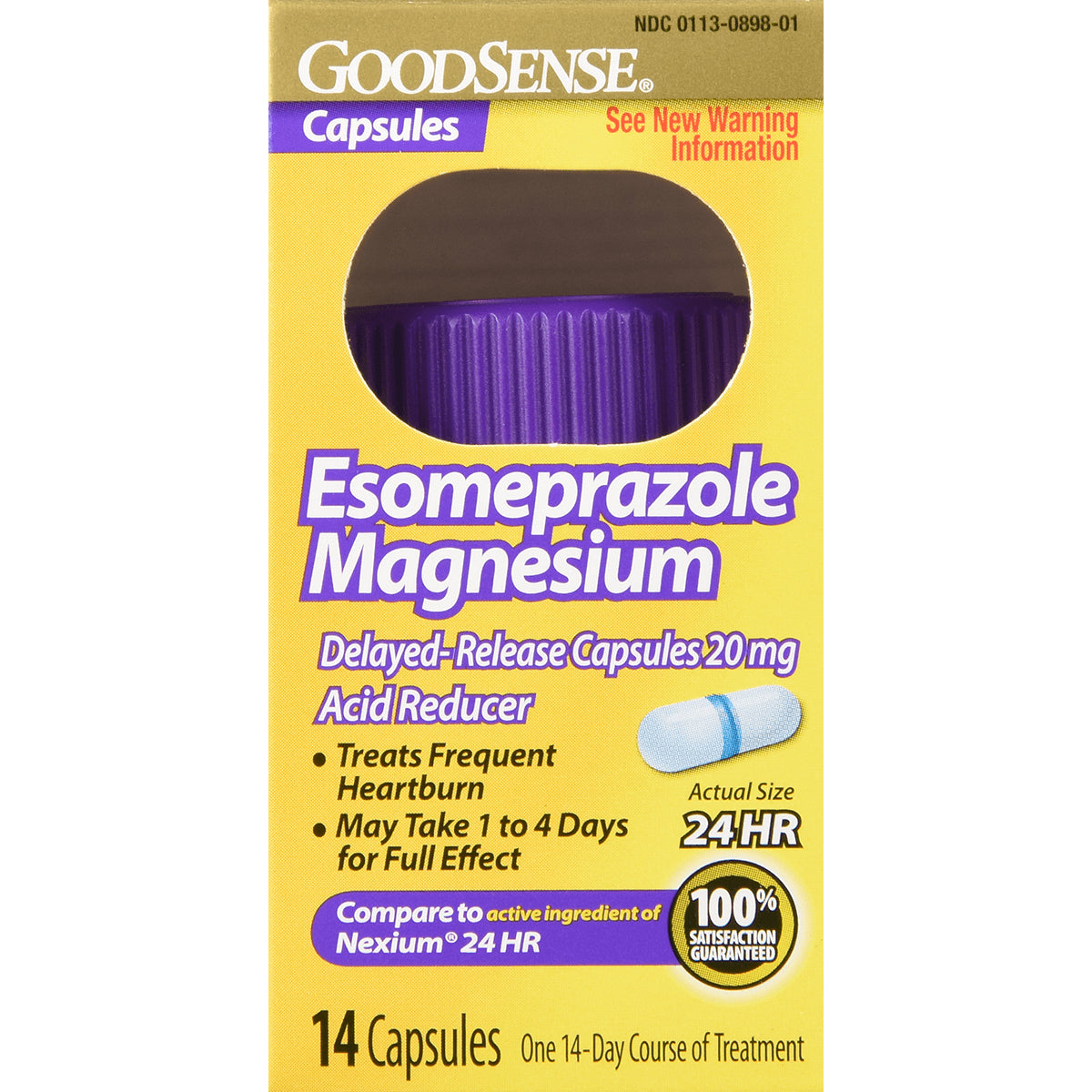 GDS035 | GoodSense Esomeprazole Magnesium 20 mg delayed-release capsules box front, 14 capsules, capsule image
