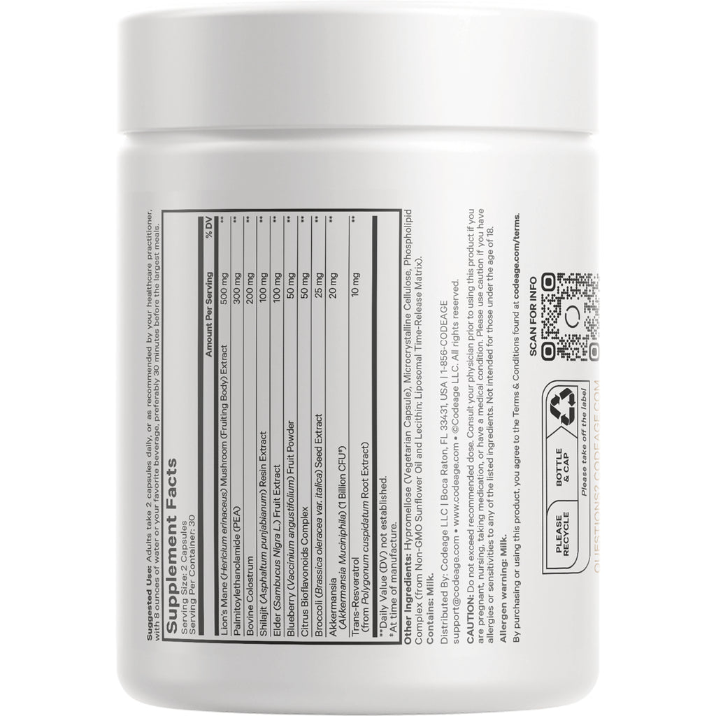 CDG003 | supplement facts panel, ingredients and recycling symbols on white bottle back - Thumbnail
