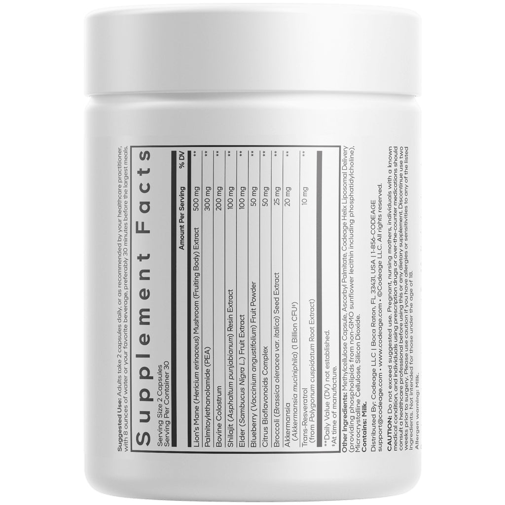 CDG003 | supplement facts panel, ingredients and recycling symbols on white bottle back - Thumbnail