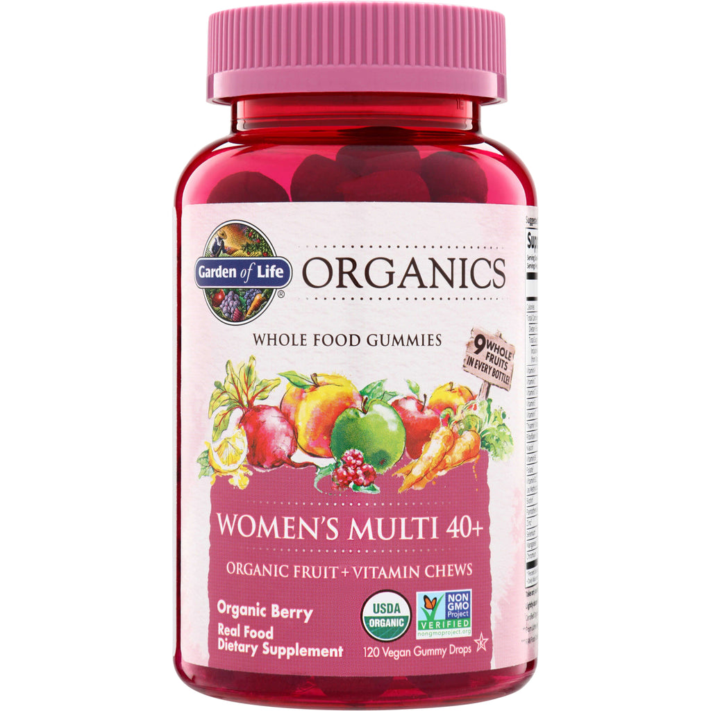 GLF238 | Garden of Life Organics Womens Multi 40+ organic fruit + vitamin chews, Organic Berry, 120 vegan gummies - Thumbnail