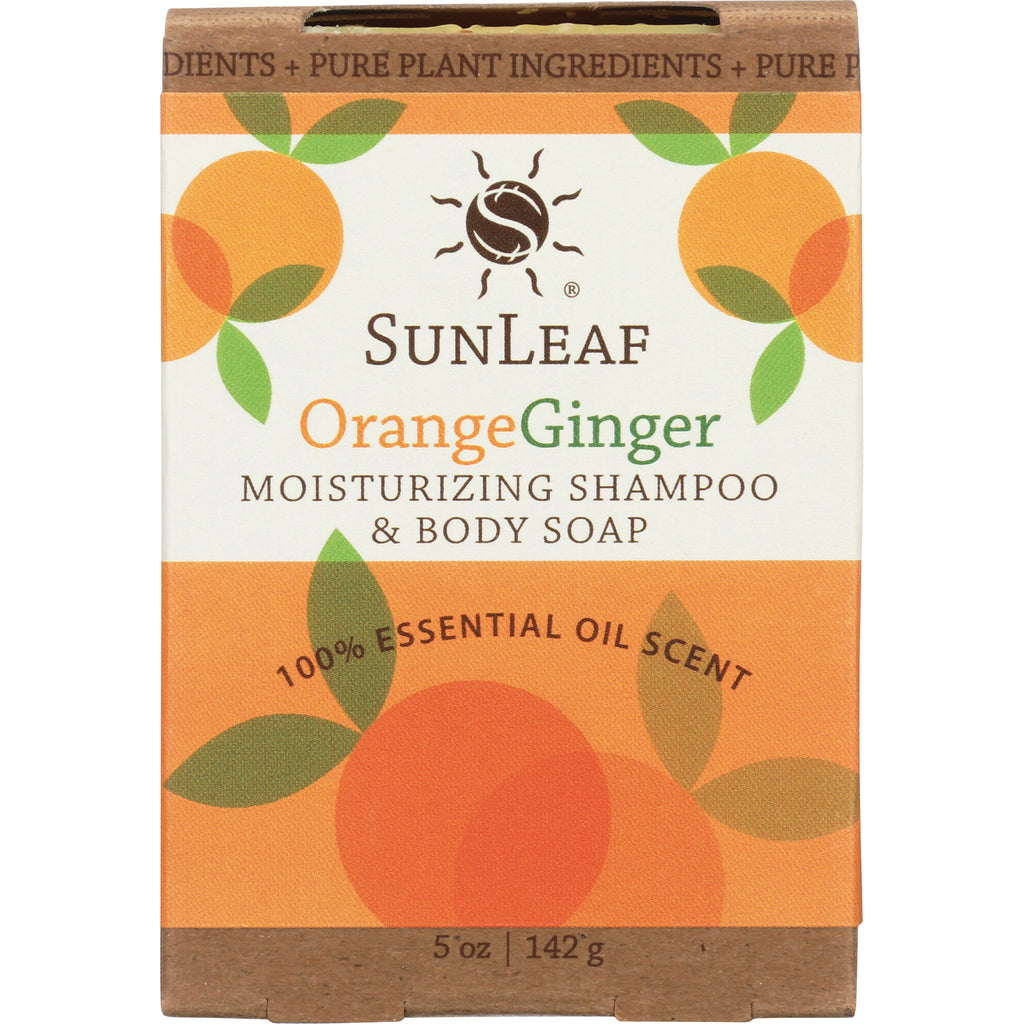 SunLeaf OrangeGinger moisturizing shampoo and body soap box with orange graphics and 5 oz 142 g - Thumbnail