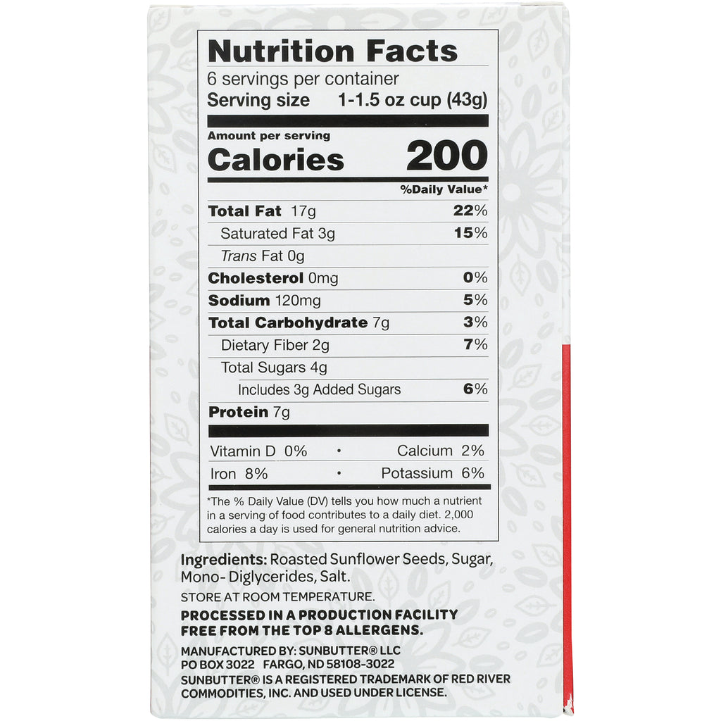SBT009 | Back panel showing Nutrition Facts with Calories 200 and ingredients list - Thumbnail