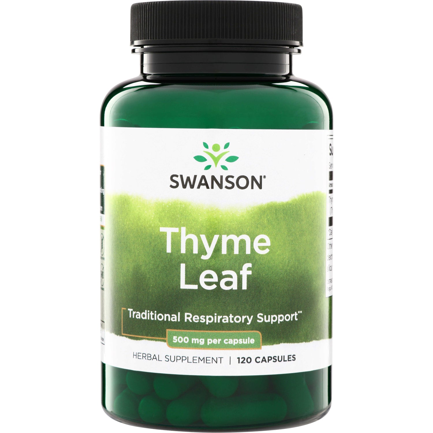 SW1062 | Swanson Thyme Leaf herbal supplement, 500 mg per capsule, 120 capsules