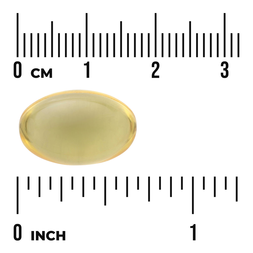 SW1762 | Softgel capsule with size scale showing 03 cm and 01 inch - Thumbnail