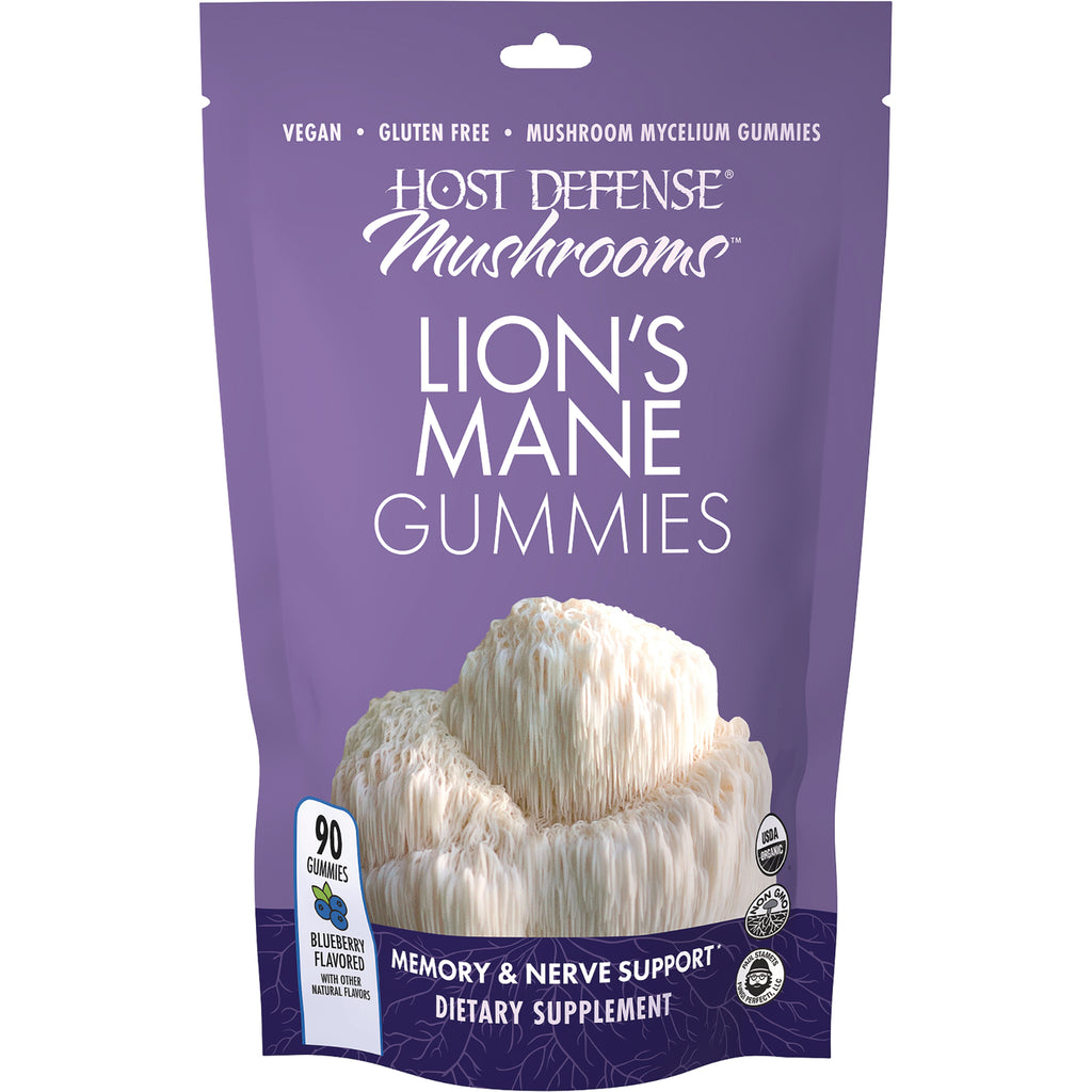 FUN059 | Host Defense Mushrooms Lion's Mane Gummies pouch with 90 gummies, blueberry flavored - Thumbnail