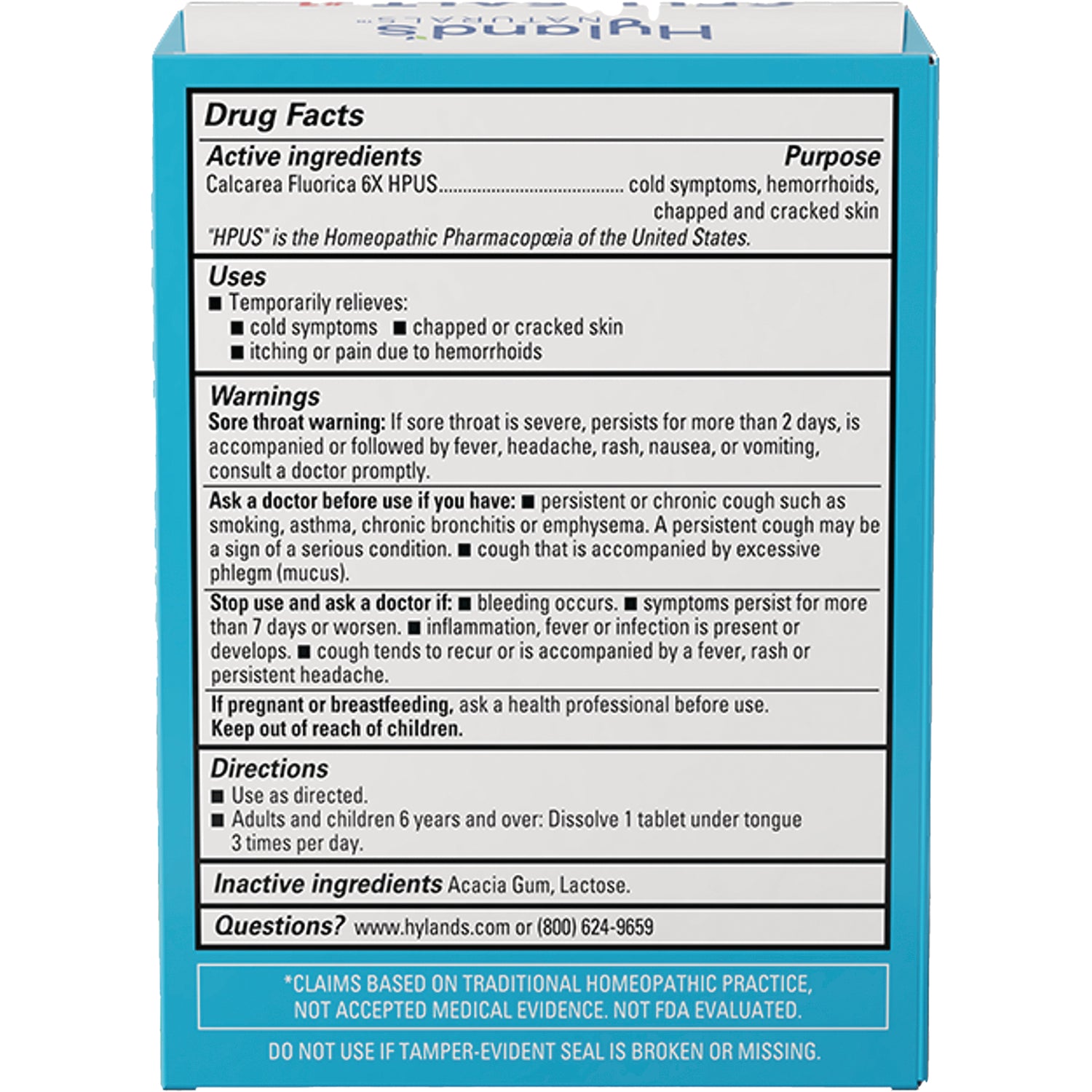 HY264 | Back panel showing Drug Facts with uses, warnings, directions, and inactive ingredients