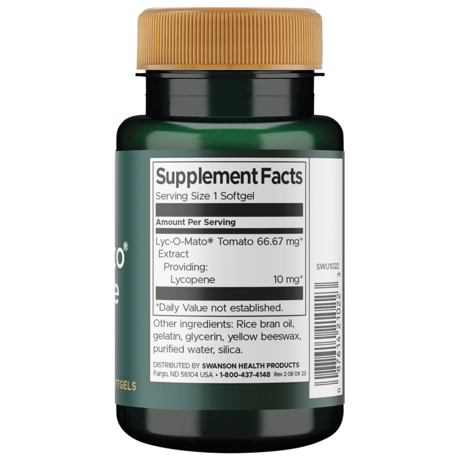SWU1022 | Back label with supplement facts and serving information