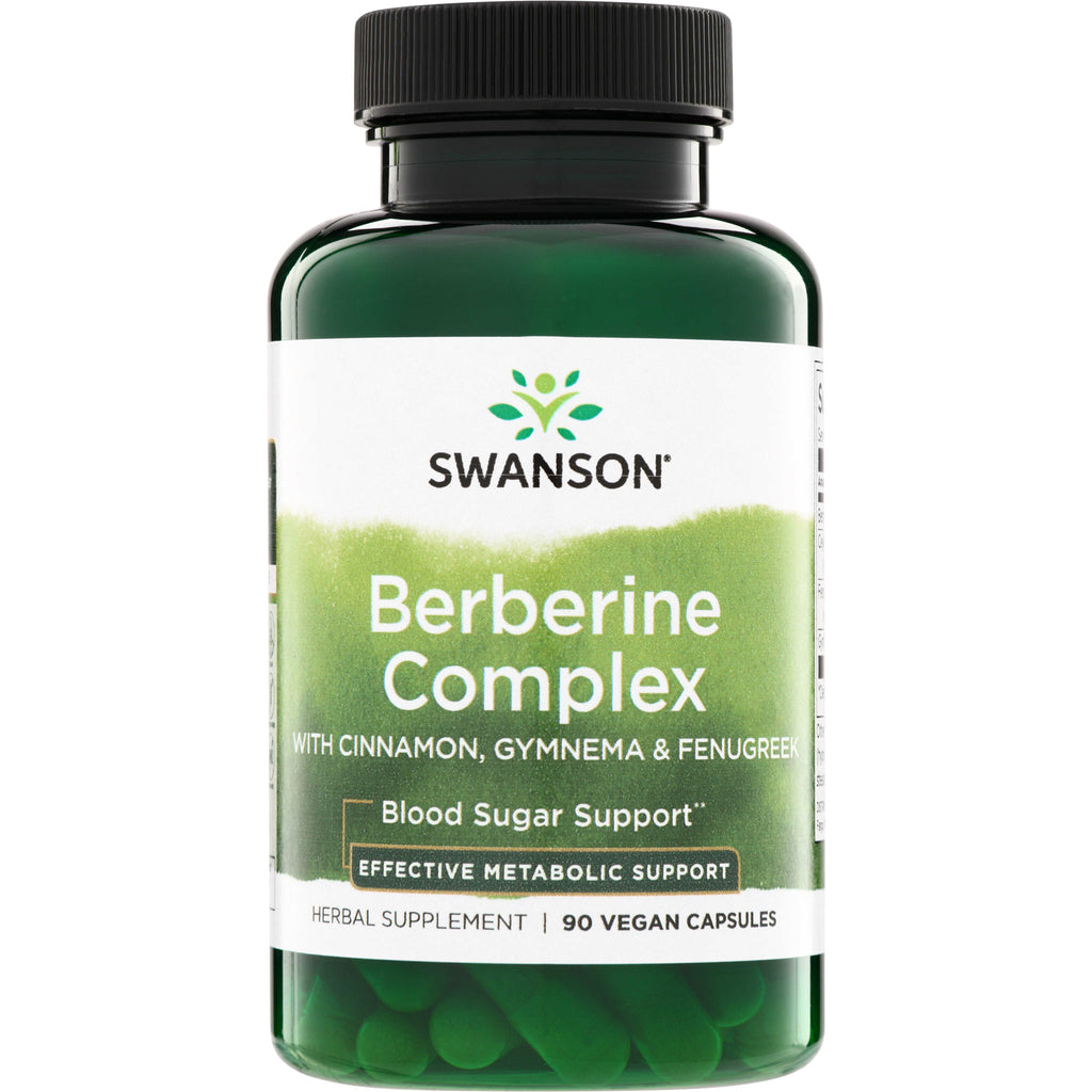 SW1629 | Swanson Berberine Complex, with Cinnamon, Gymnema & Fenugreek; Blood Sugar Support; 90 vegan capsules - Thumbnail