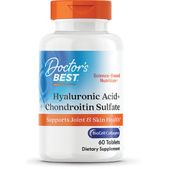 DB210 | Doctor's Best Hyaluronic Acid + Chondroitin Sulfate bottle with orange cap, 60 tablets