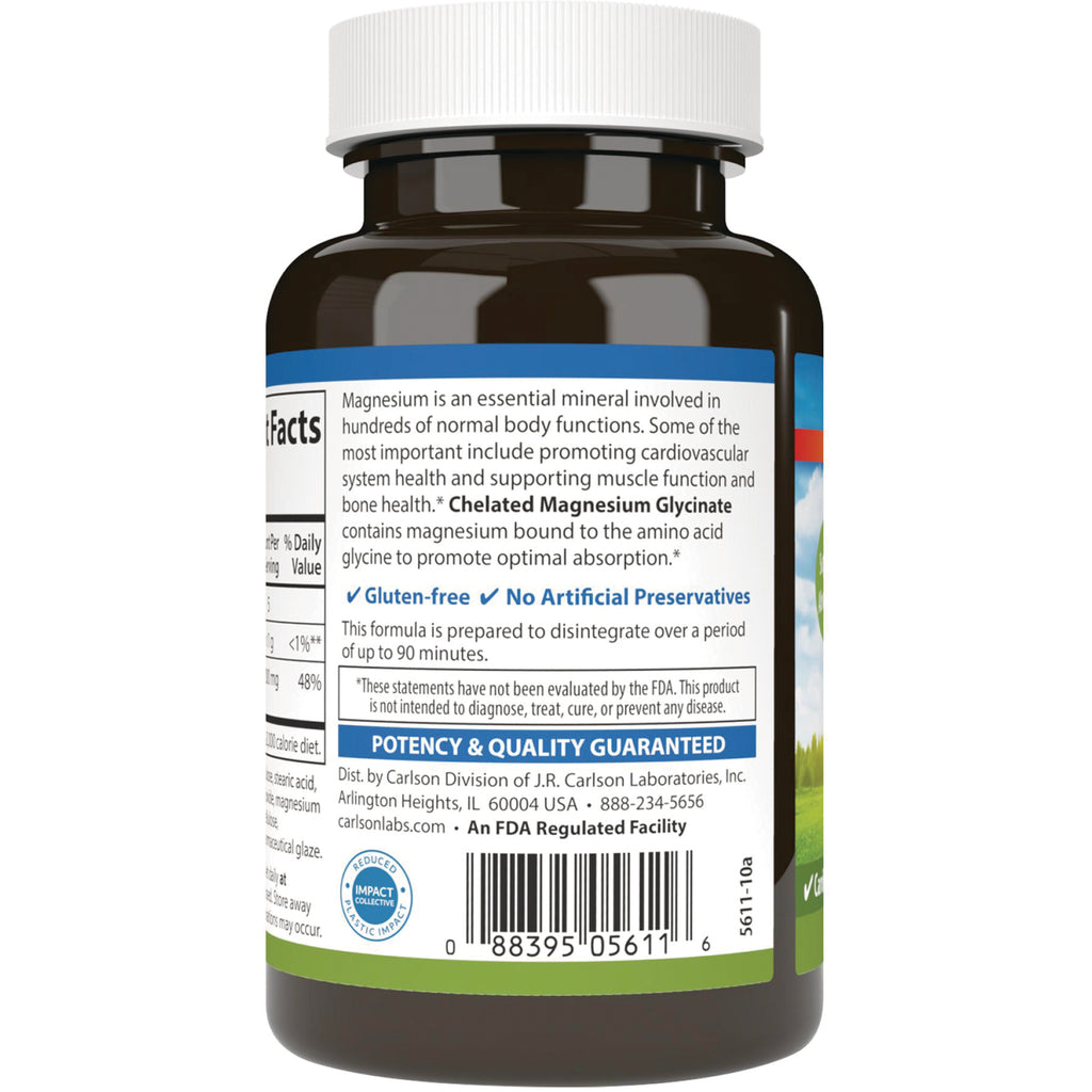 CSN199 | back label of supplement bottle showing supplement facts panel, gluten-free and no artificial preservatives claims and barcode - Thumbnail
