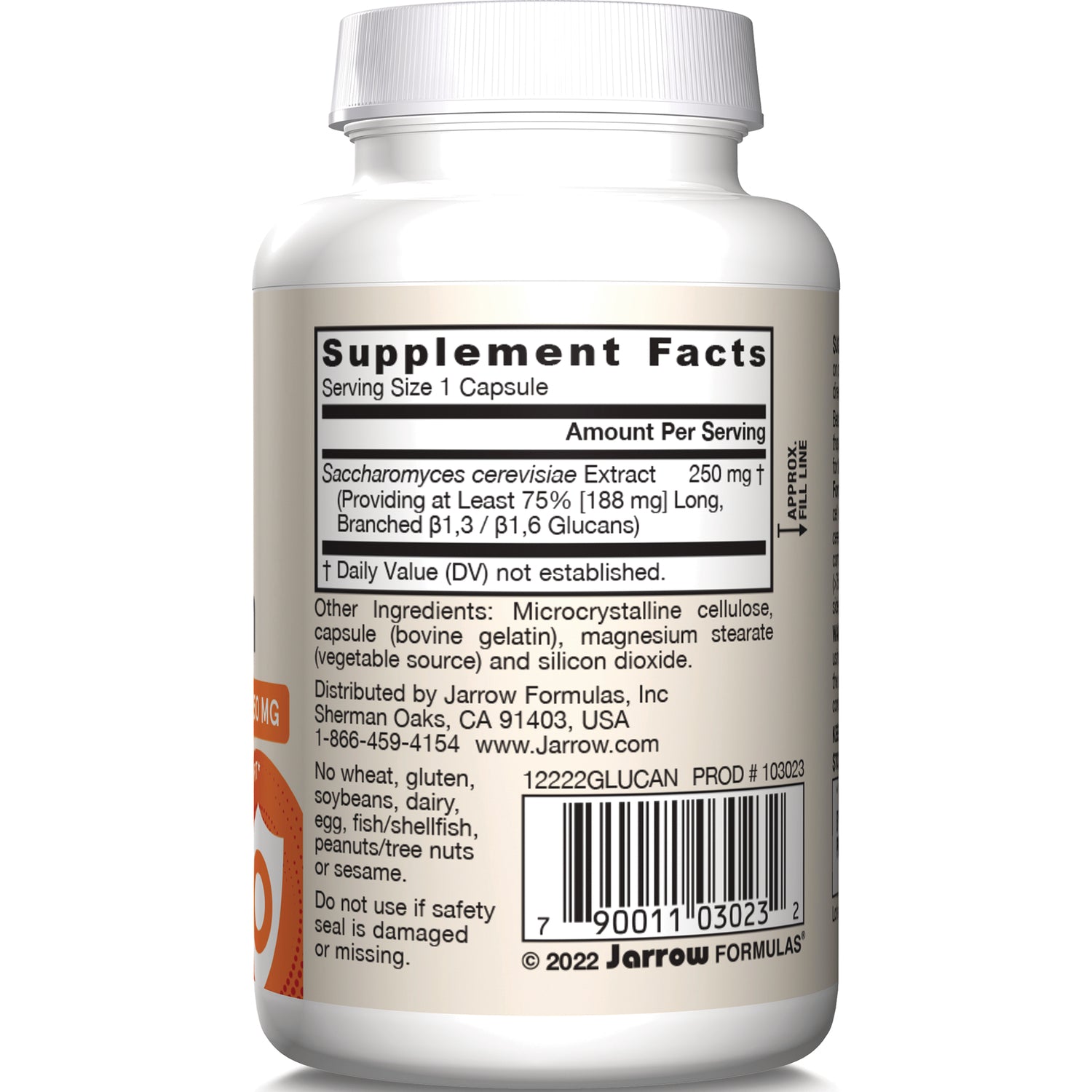 JR277 | back label showing Supplement Facts, serving size 1 capsule, ingredients and barcode