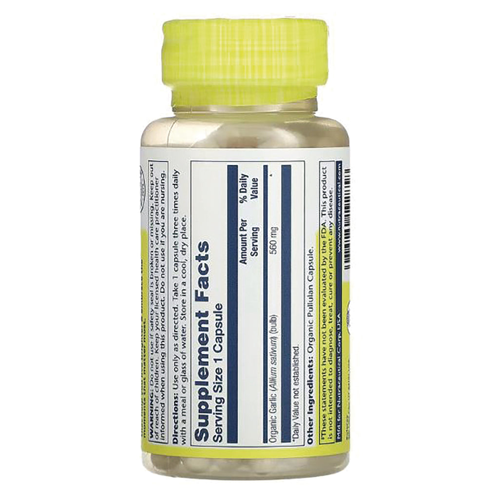SLR389 | Back label with Supplement Facts for Organic Garlic, 560 mg per serving - Thumbnail