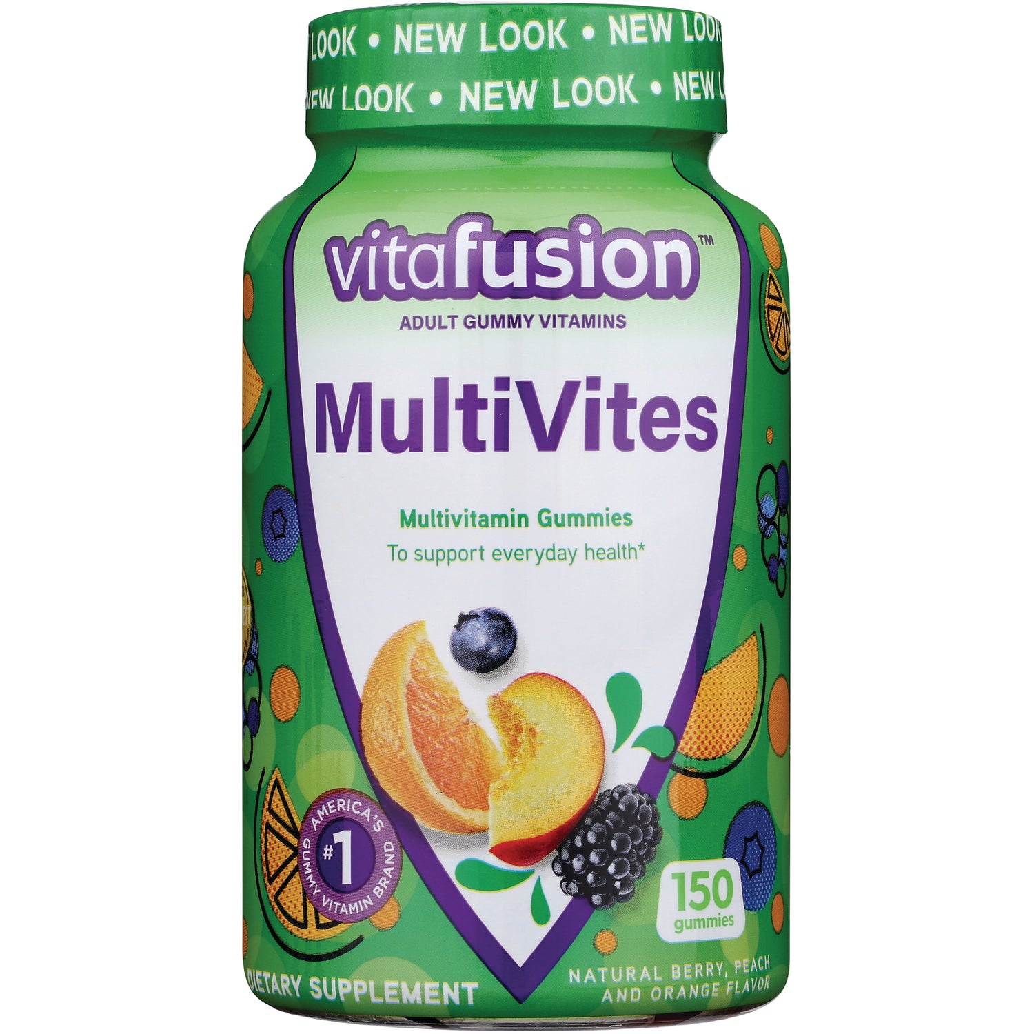 VFS016 | vitafusion MultiVites adult gummy vitamins, natural berry, peach and orange flavor, 150 gummies