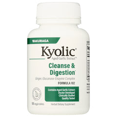 KY099 | Kyolic Aged Garlic Extract bottle labeled Cleanse & Digestion Formula 102, 100 veggie tablets
