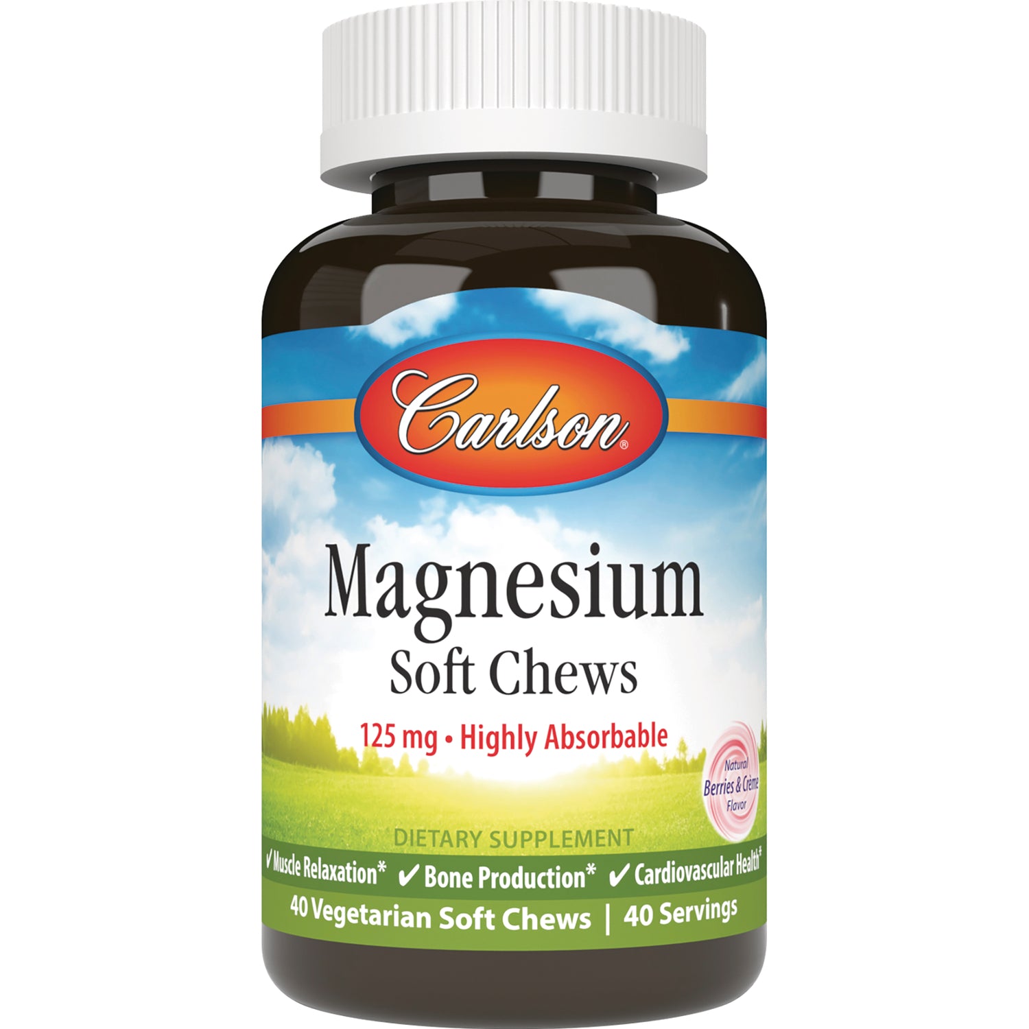 CSN310 | Carlson Magnesium Soft Chews 125 mg Highly Absorbable, 40 Vegetarian Soft Chews
