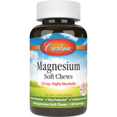 CSN310 | Carlson Magnesium Soft Chews 125 mg Highly Absorbable, 40 Vegetarian Soft Chews