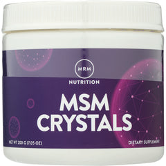MRM036 | MRM Nutrition MSM CRYSTALS dietary supplement jar with purple label, net wt 200 g (7.05 oz)