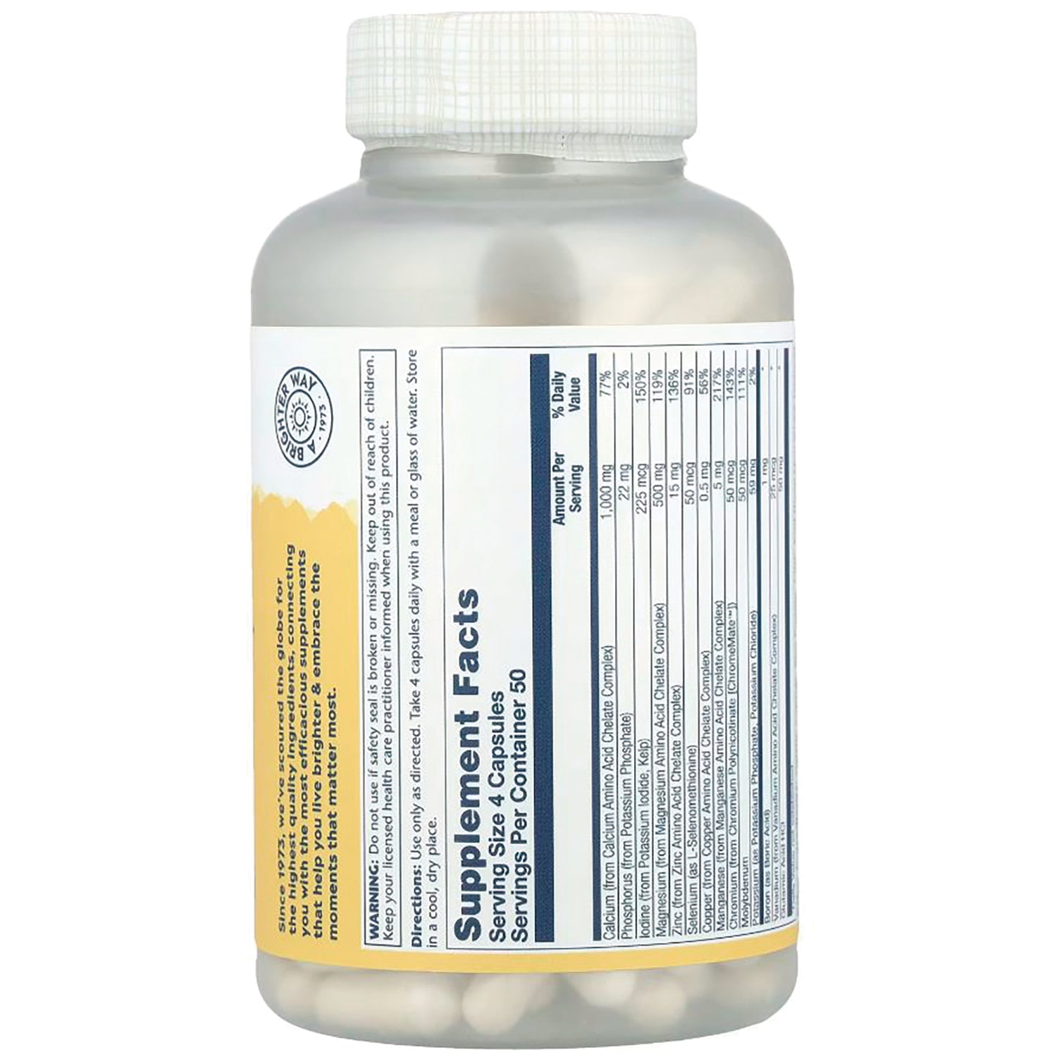 SLR279 | Back label with Supplement Facts panel and directions on bottle