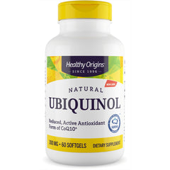 HRG083 | Healthy Origins Natural Ubiquinol bottle front label, 300 mg, 60 softgels dietary supplement