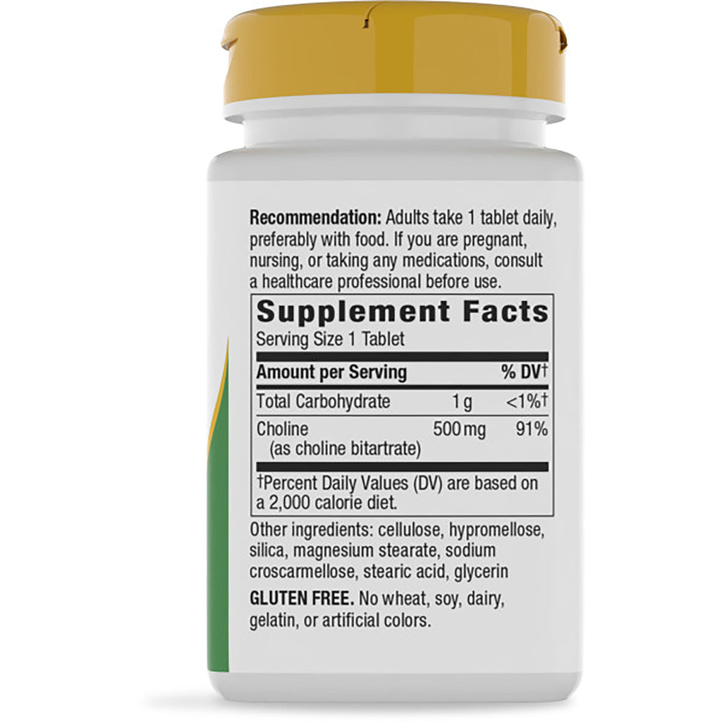 NW720 | back label showing Supplement Facts panel, serving size 1 tablet, choline 500 mg, ingredients and Keep out of reach of children warning - Thumbnail