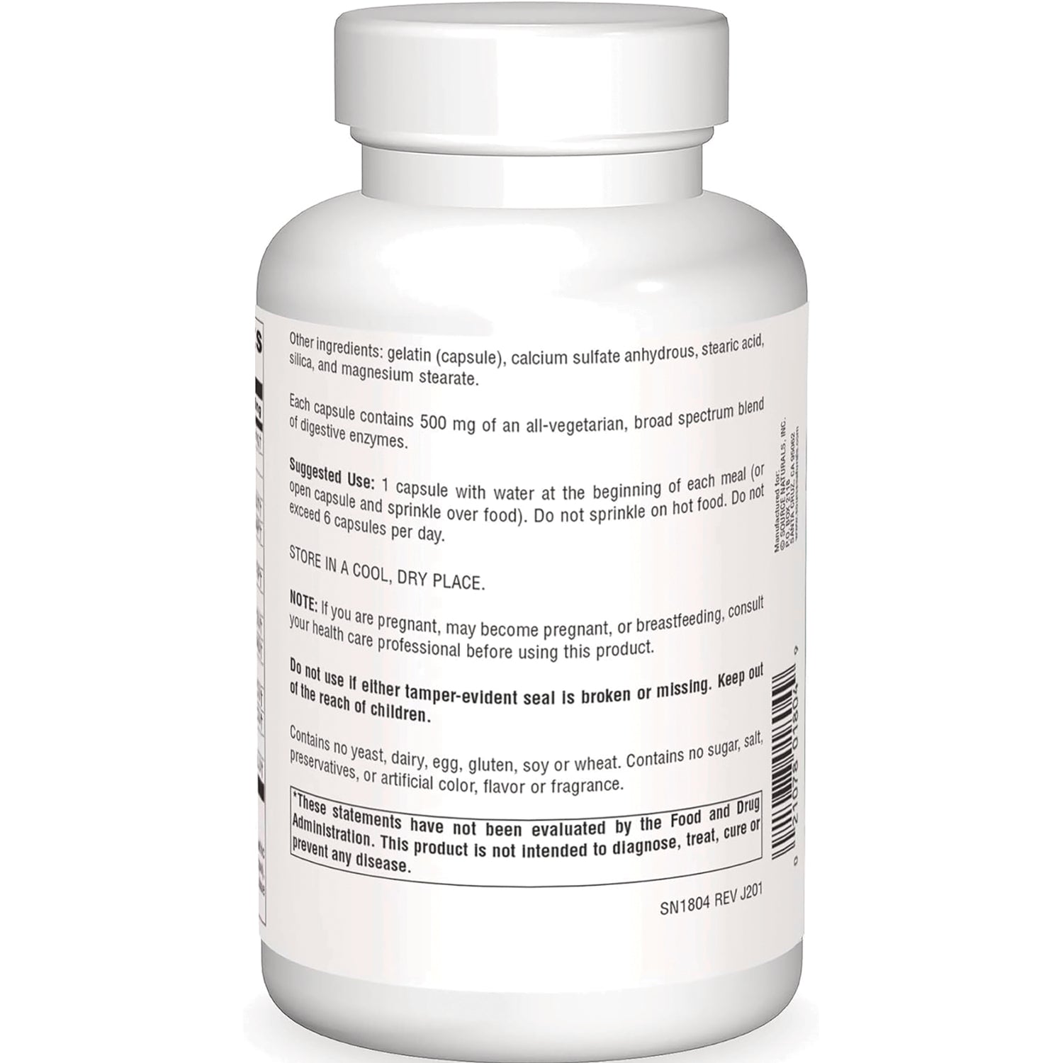 SN442 | Back label with other ingredients, suggested use, warnings, storage directions, and FDA disclaimer