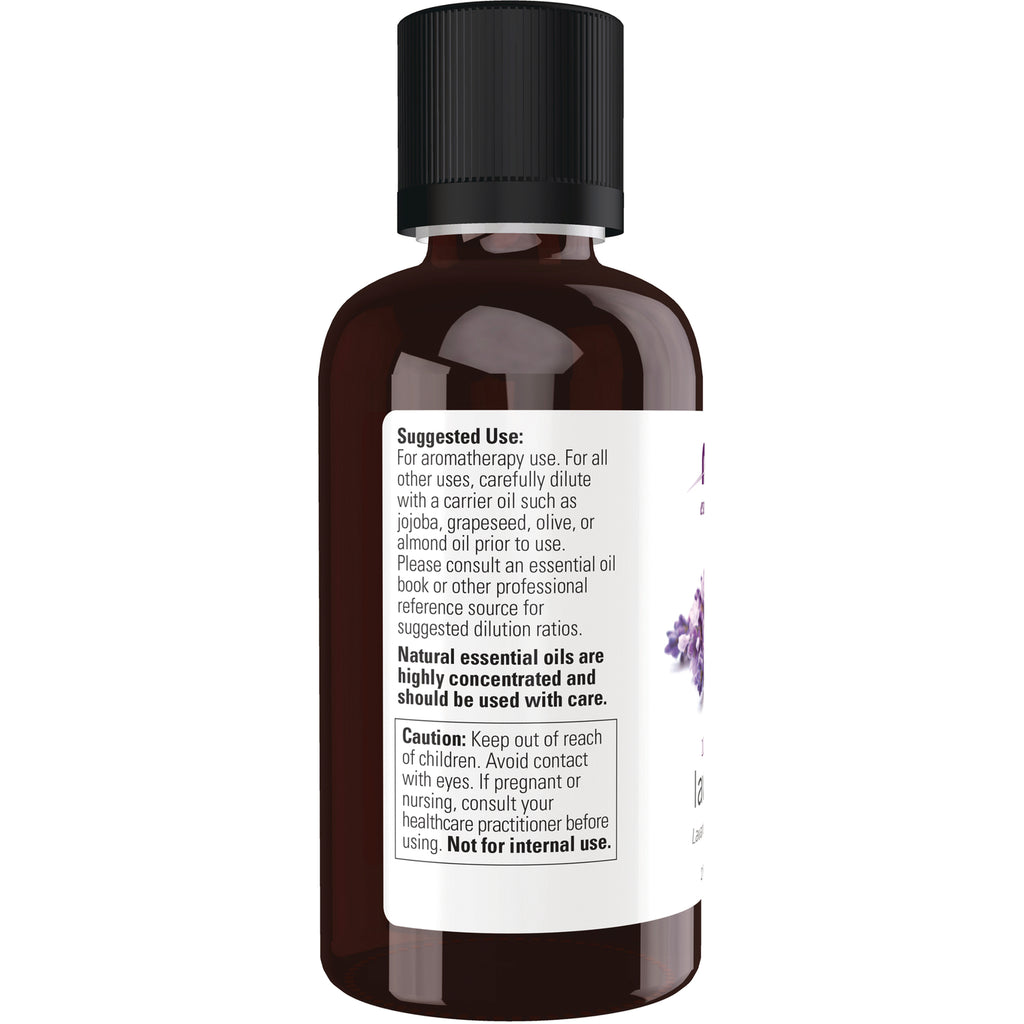 NWF247 | back label of amber essential oil bottle showing suggested use, caution and dilution instructions - Thumbnail