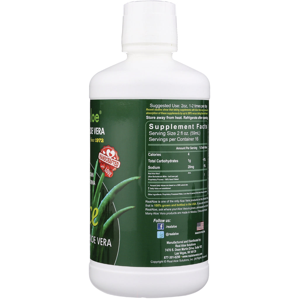 RA010 | Back of white bottle showing green supplement facts label with serving size, nutrition facts, and aloe graphic - Thumbnail