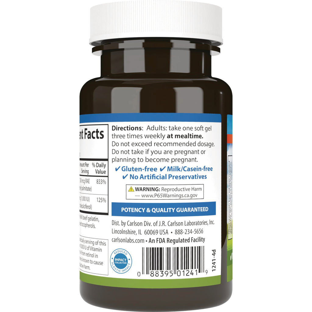 CSN153 | Back of brown supplement bottle showing directions, gluten-free and milk/casein-free claims, CA Prop 65 warning and barcode - Thumbnail