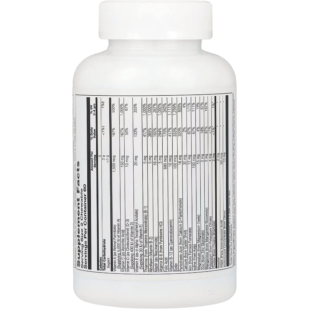 SLR340 | back of white supplement bottle showing vertical supplement facts label and ingredient table - Thumbnail