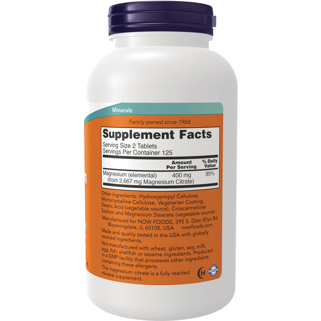 NWF256 | Back label showing Supplement Facts with magnesium 400 mg per serving and ingredient and allergen information - Thumbnail