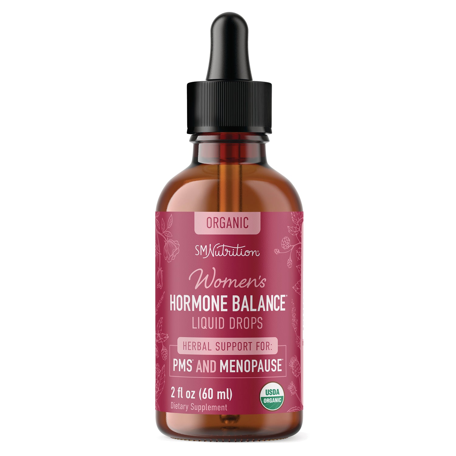 SMT012 | Women's Hormone Balance liquid drops 2 fl oz bottle labeled PMS and menopause support USDA Organic