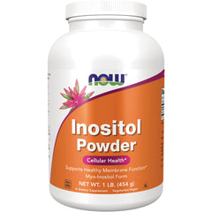 NWF1434 | Now Inositol Powder supplement white jar with orange label, 1 lb, Cellular Health