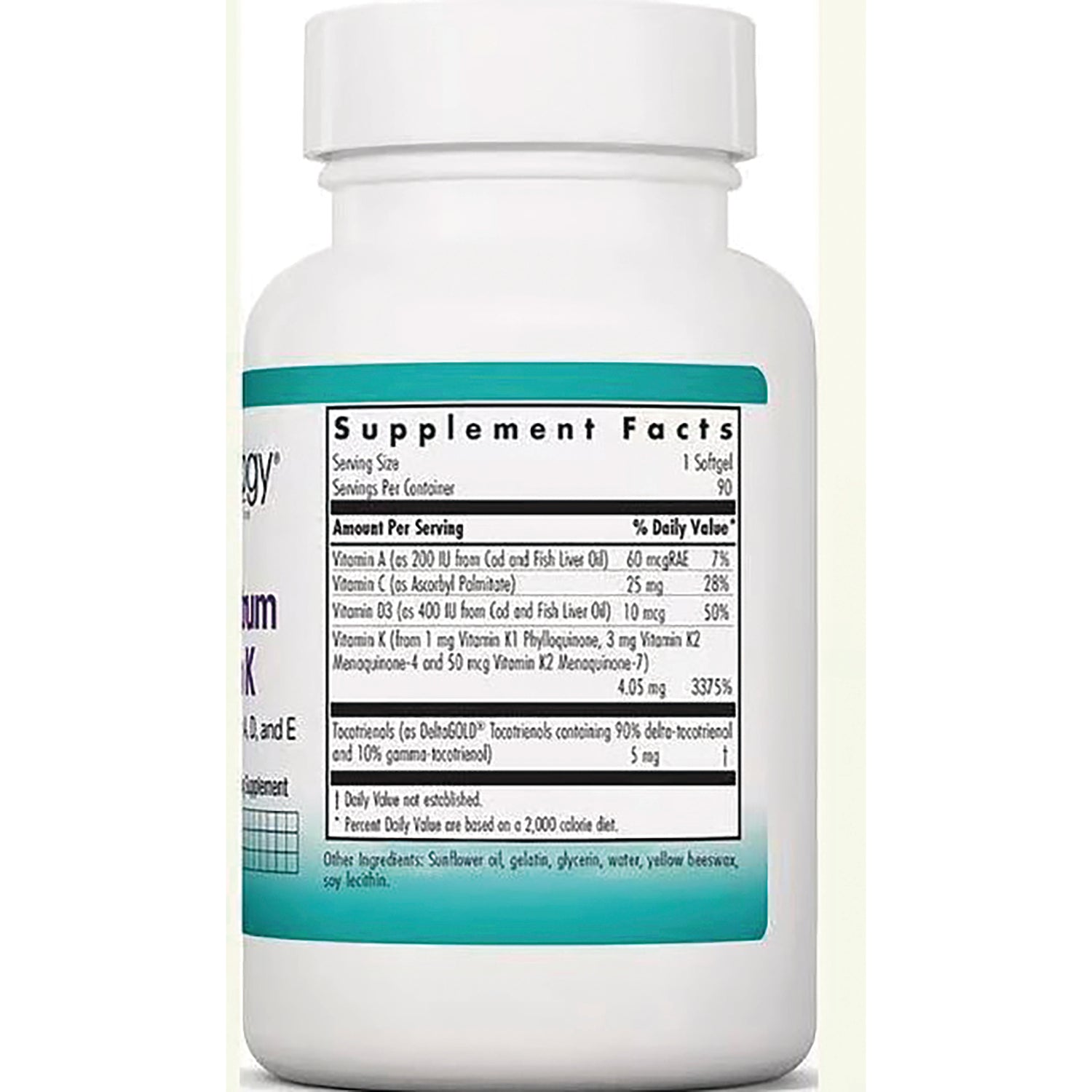 NCL035 | Back of white supplement bottle showing Supplement Facts label and ingredients panel