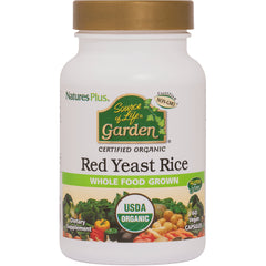 NTP329 | Source of Life Garden Certified Organic Red Yeast Rice bottle front showing USDA Organic seal and 60 vegan capsules
