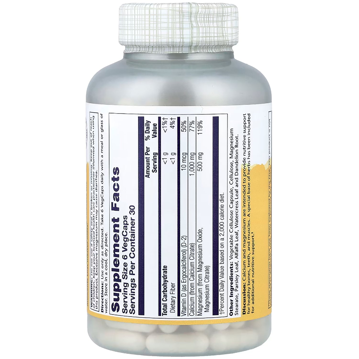 SLR182 | Solaray Cal-Mag Citrate bottle with supplement facts