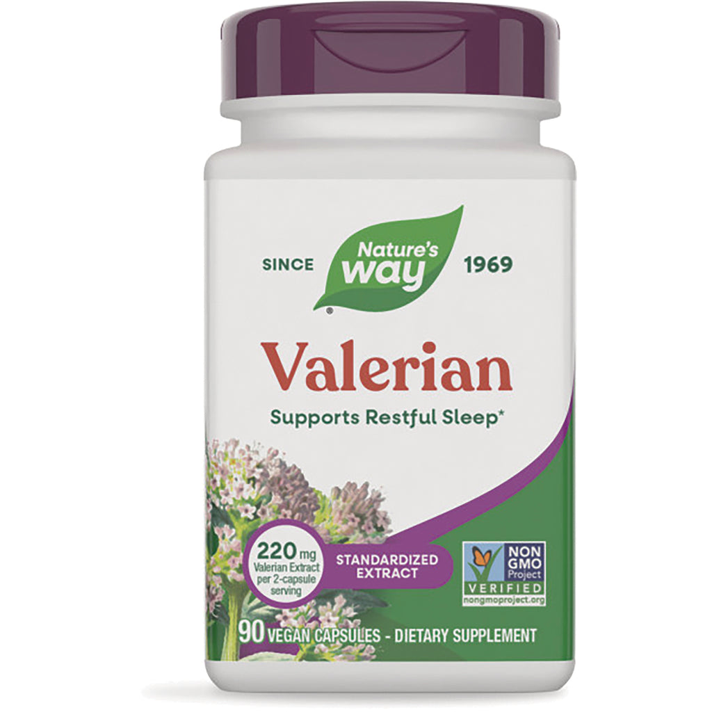 NW536 | Nature's Way Valerian supplement bottle front labeled Supports Restful Sleep 90 vegan capsules - Thumbnail