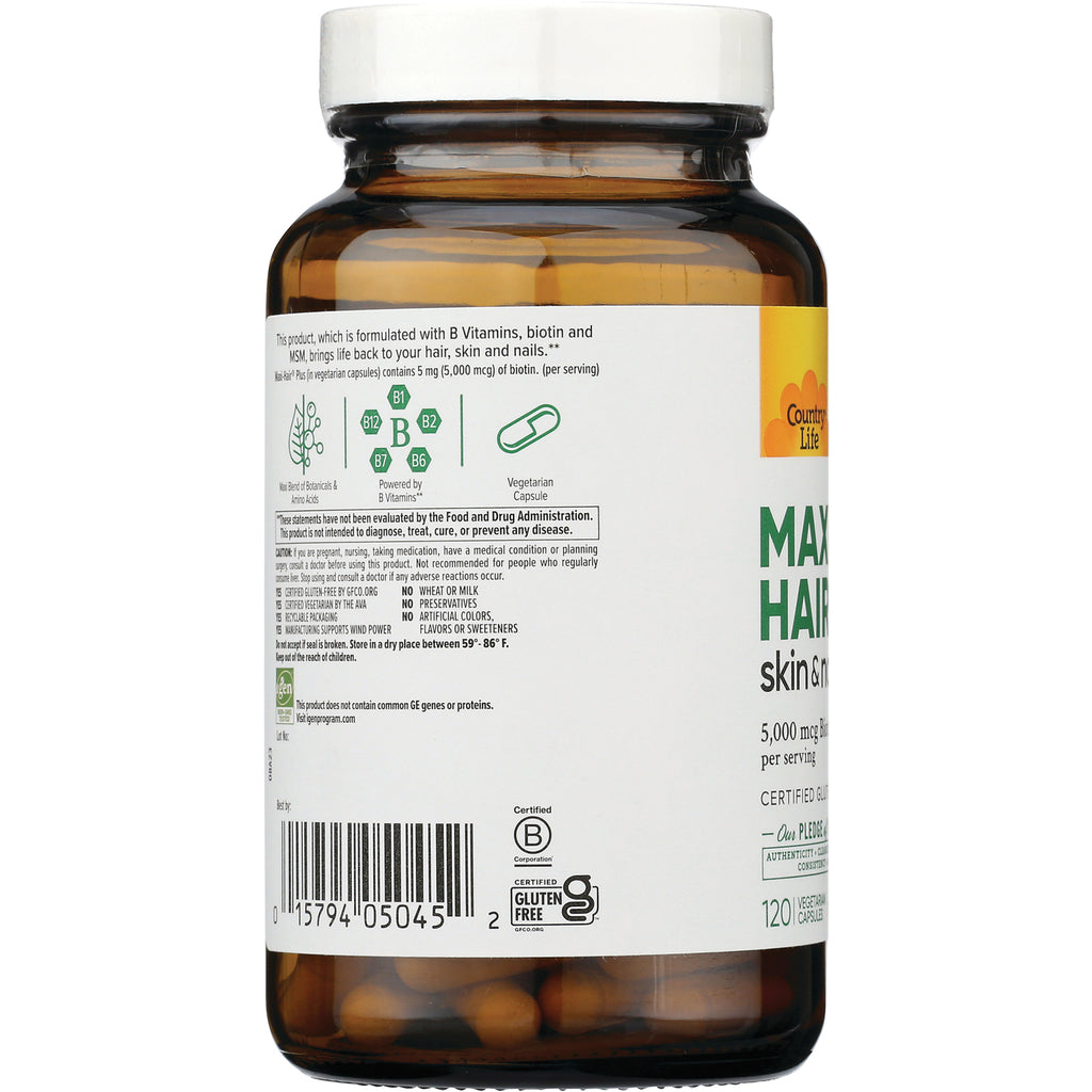CRL552 | Back of amber supplement bottle showing ingredients panel, icons, barcode and capsules visible through glass - Thumbnail