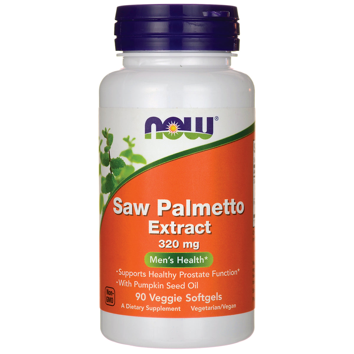 NWF414 | NOW Saw Palmetto Extract 320 mg bottle, 90 veggie softgels