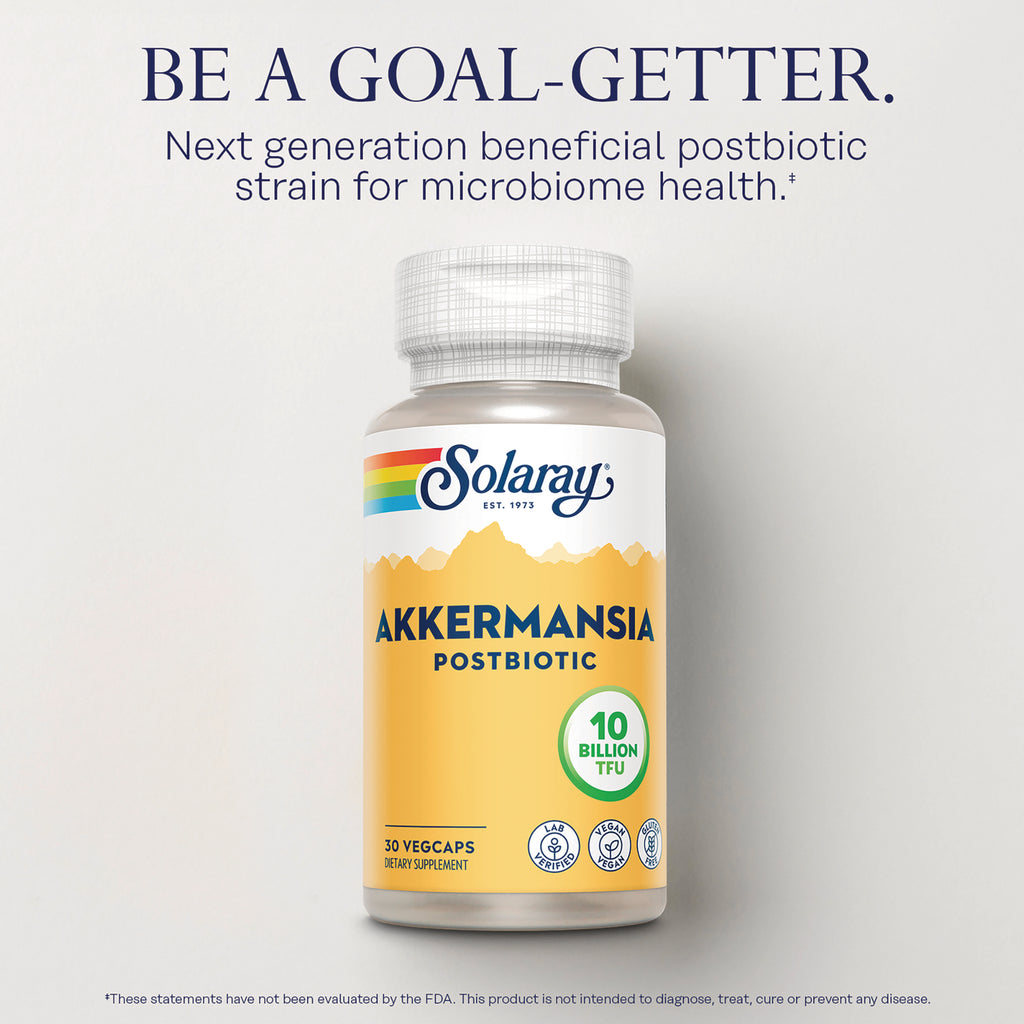 SLR541 | Solaray Akkermansia Postbiotic 30 vegcaps, 10 billion TFU, Be a Goal-Getter - Thumbnail