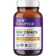 NWC214 | New Chapter Plant Calcium Bone Strength tiny tabs bottle front label showing formulated for absorption