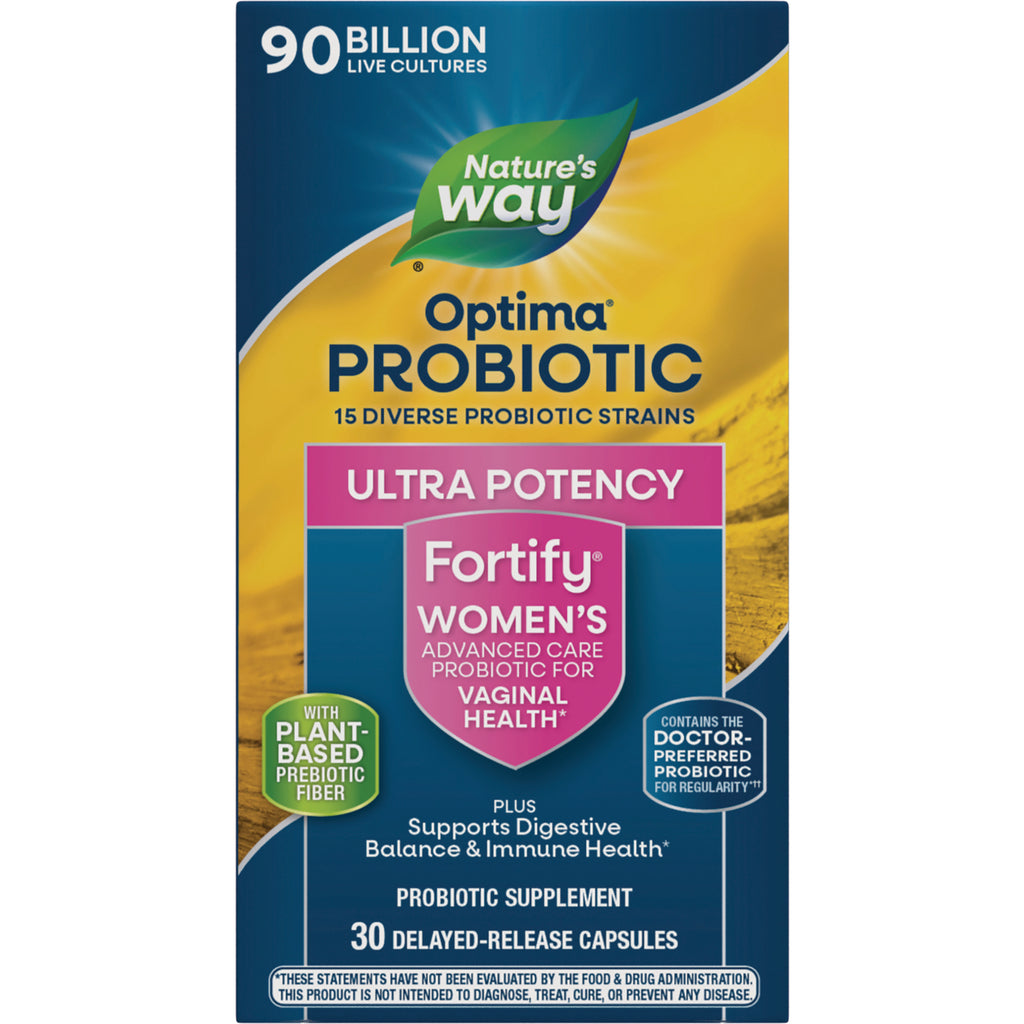 NW853 | Nature's Way Optima Probiotic Fortify Women's ultra potency box, 30 delayed-release capsules for vaginal and digestive health - Thumbnail