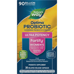 NW853 | Nature's Way Optima Probiotic Fortify Women's ultra potency box, 30 delayed-release capsules for vaginal and digestive health